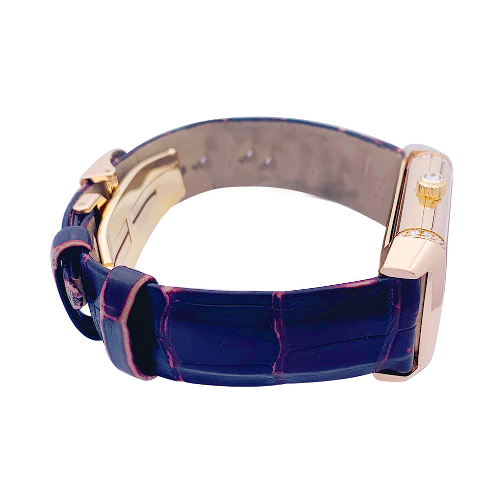 Montre Jaeger-LeCoultre, "Reverso Duetto", en or rose et diamants.