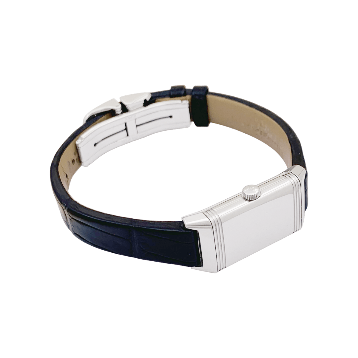 Montre Jaeger Lecoultre, "Reverso Classique", acier, cuir. - Maison Eloe