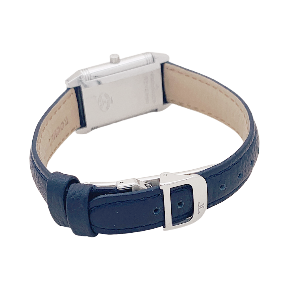Montre Jaeger Lecoultre, "Reverso Lady Classique", acier, cuir.
