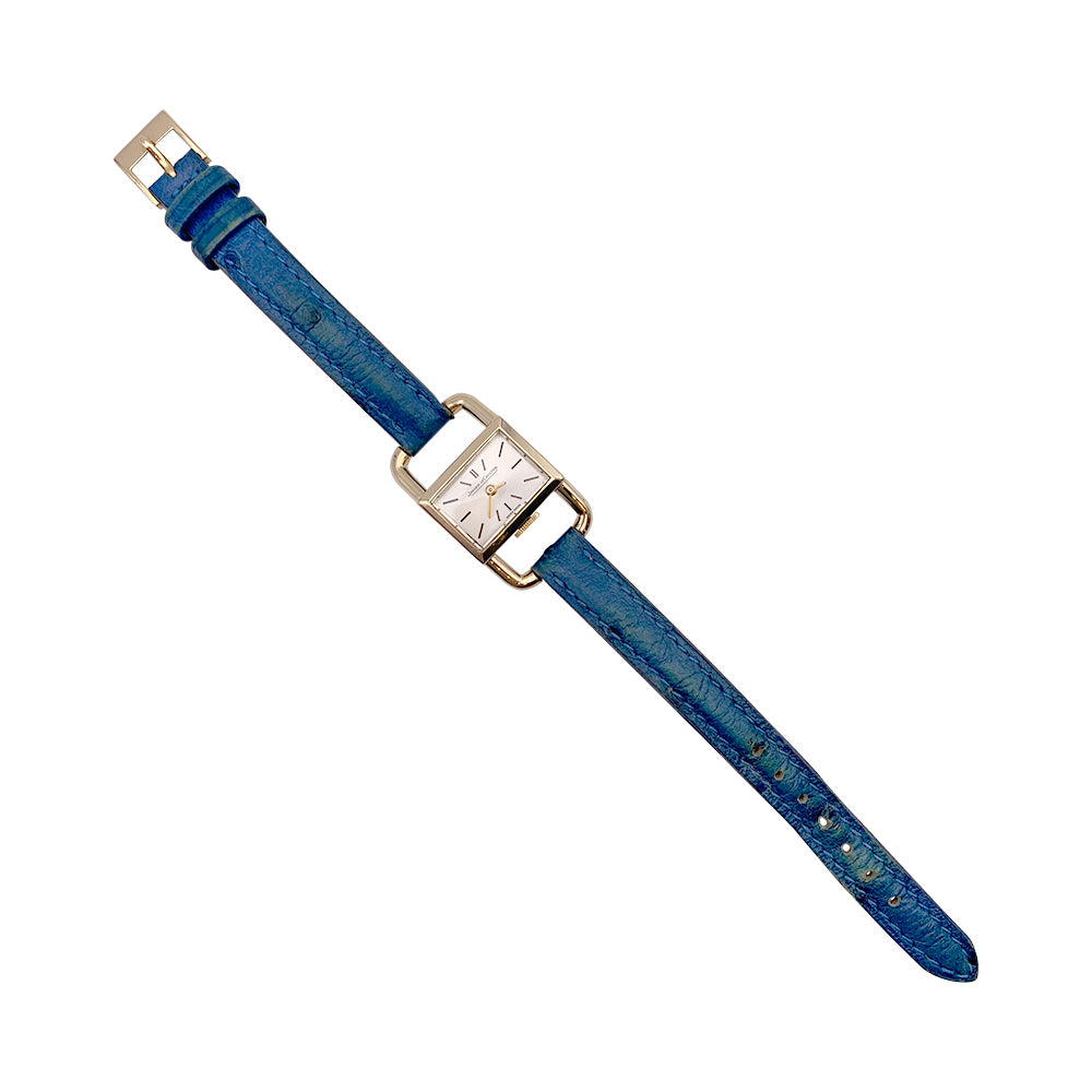 Jaeger Lecoultre & Hermès watch, "Etrier", yellow gold, leather strap.