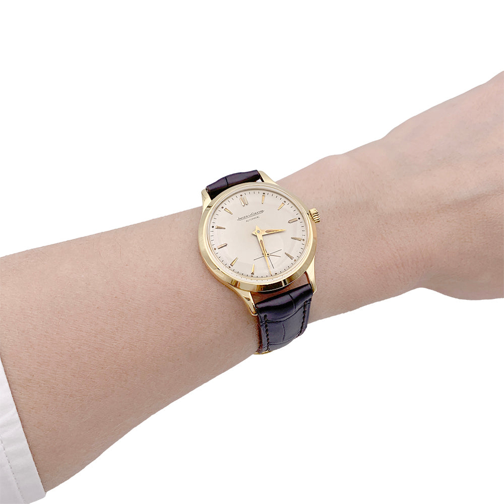 Montre Jaeger Lecoultre, or jaune, cuir.
