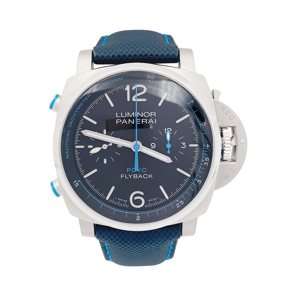 Montre Panerai, "Luminor PCYC Flyback", titane, cuir.