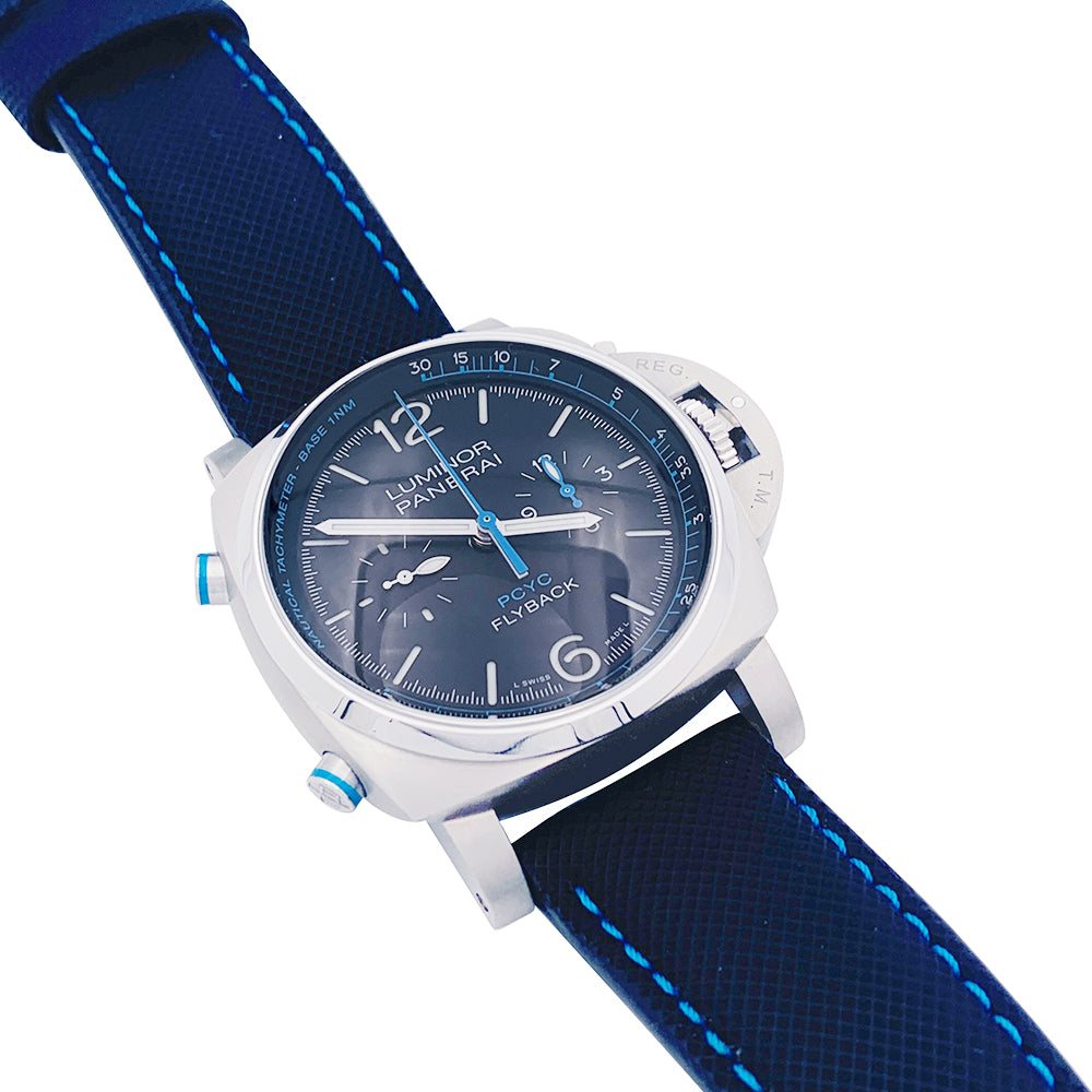 Panerai watch, "Luminor PCYC Flyback", titanium, leather.