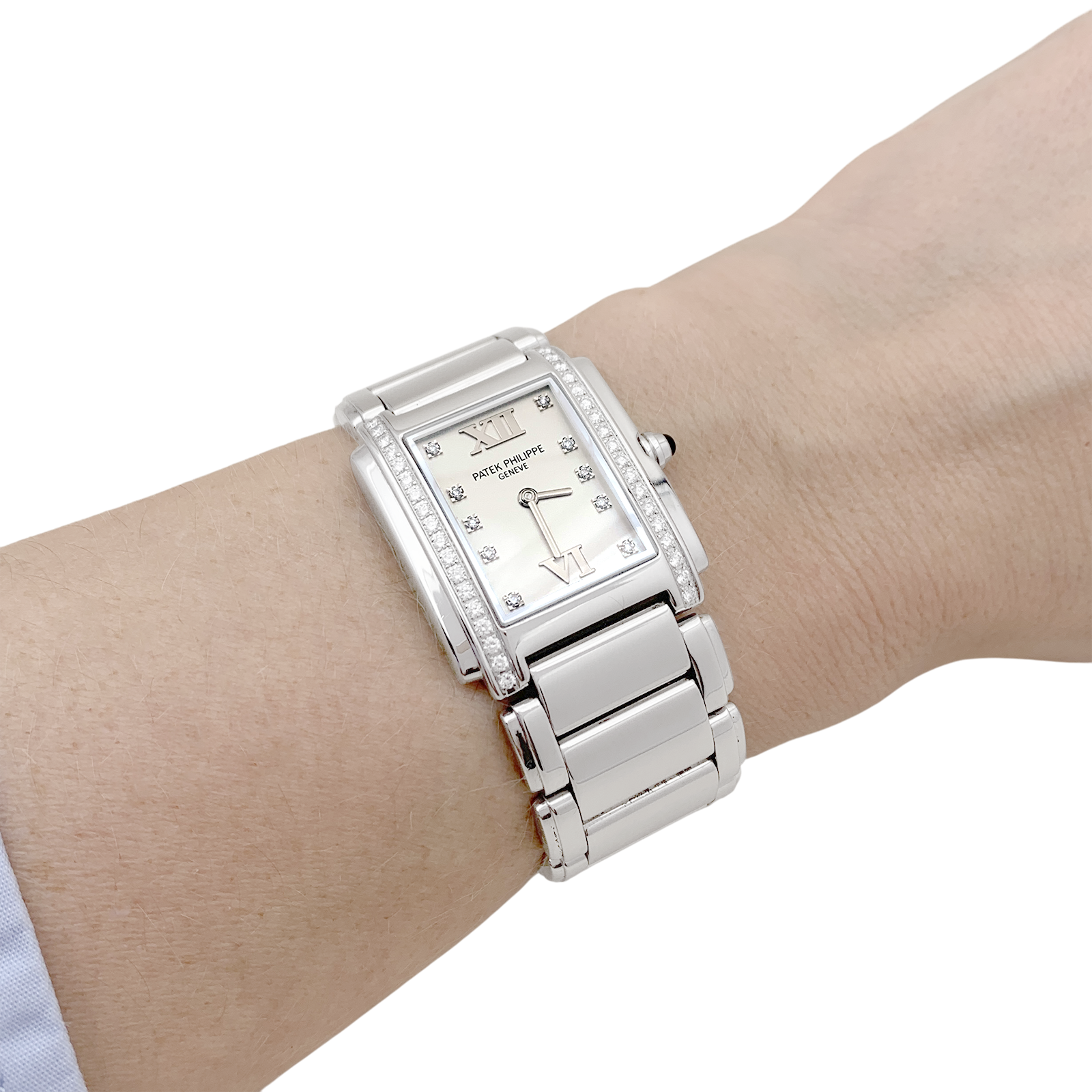 Montre Patek Philippe "Twenty-4" acier, diamants.