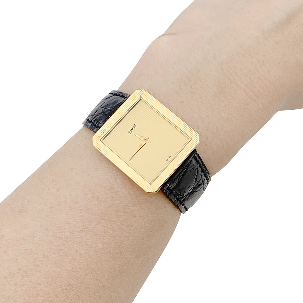 Piaget watch, "Protocole", yellow gold, leather.