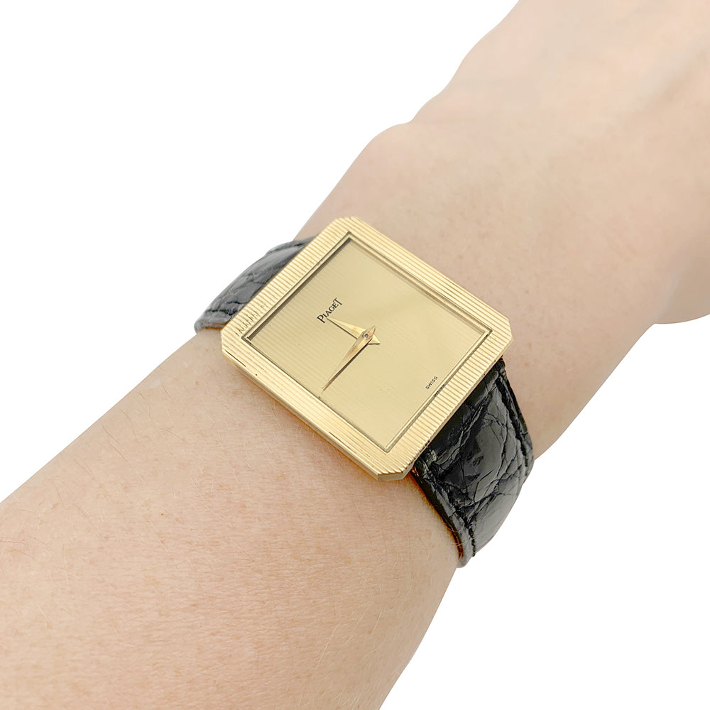 Piaget watch, "Protocole", yellow gold, leather.