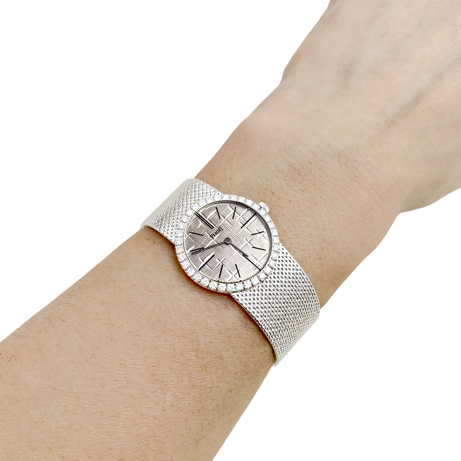 Vintage Piaget watch, white gold, diamonds.
