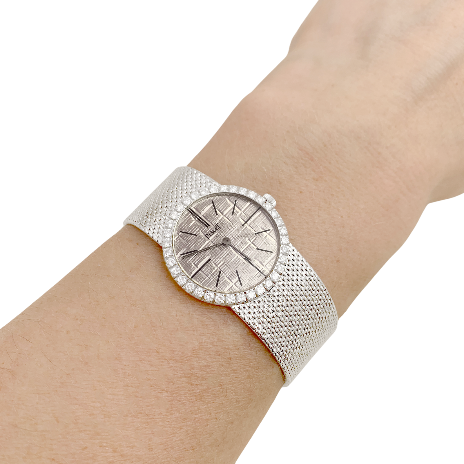 Vintage Piaget watch, white gold, diamonds.