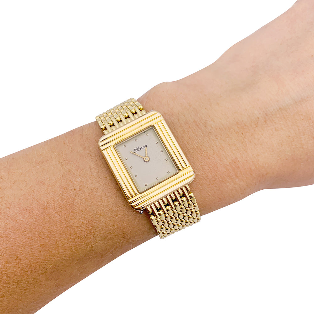 Poiray watch, "Ma Première", yellow gold, gold plated, steel.