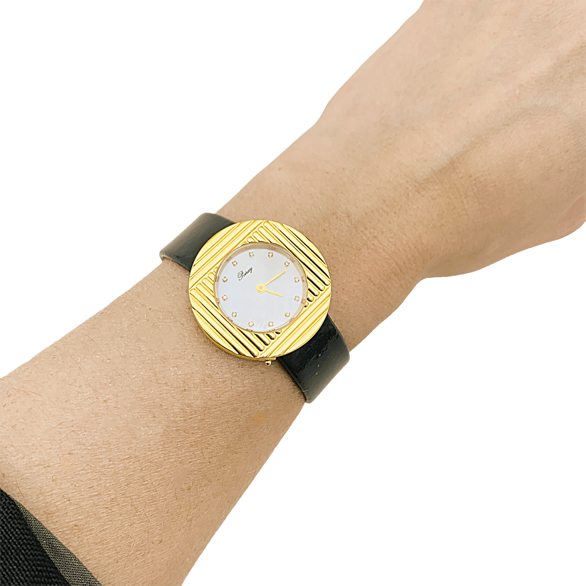 Montre Poiray "Ma Seconde" acier, or, cuir, nacre, diamants. - Maison Eloe
