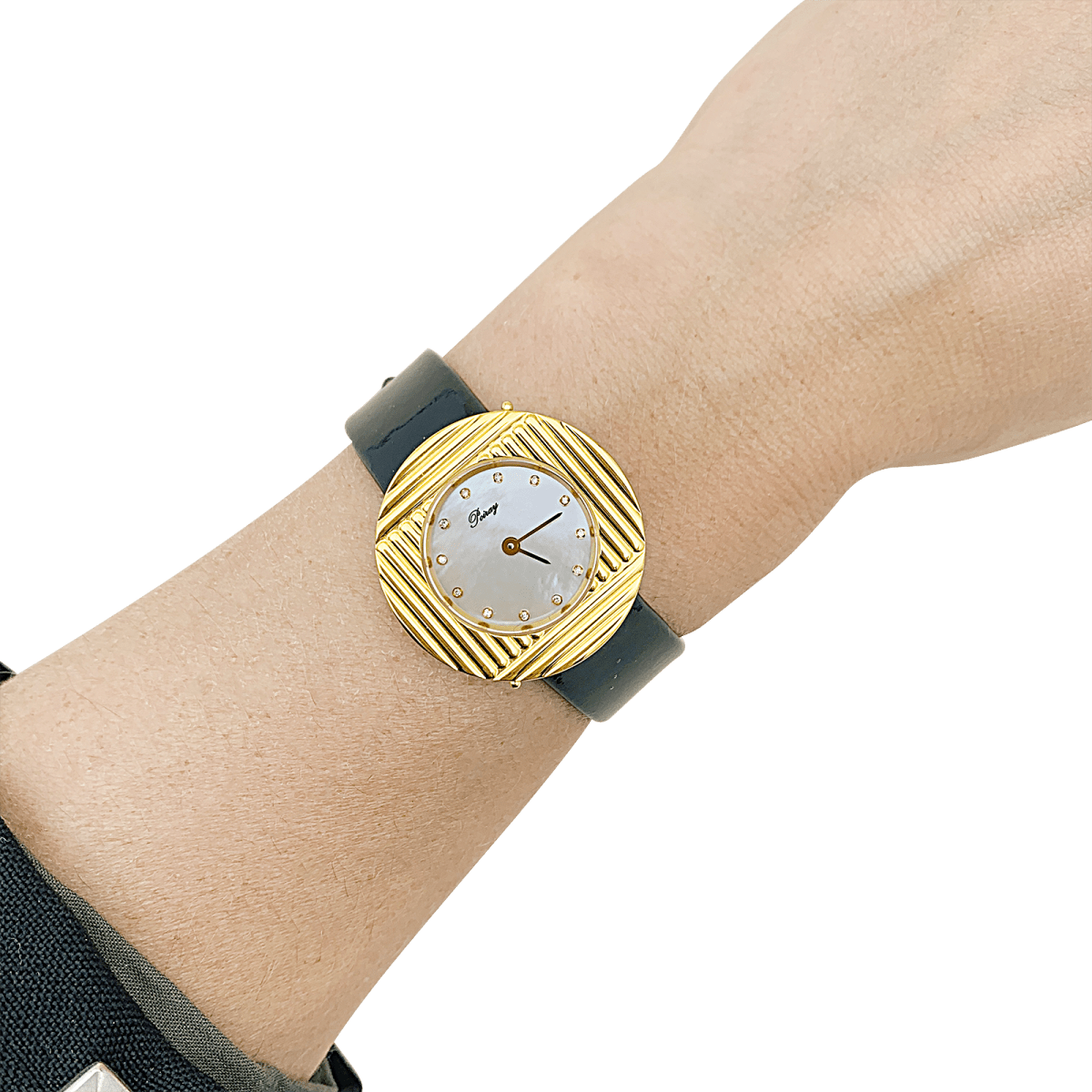 Montre Poiray "Ma Seconde" acier, or, cuir, nacre, diamants. - Maison Eloe