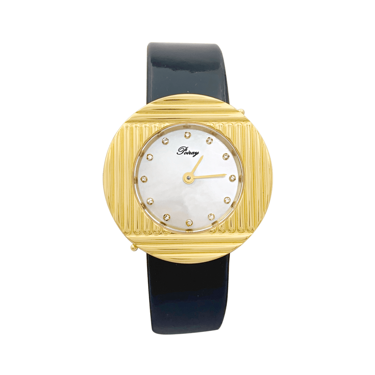 Montre Poiray "Ma Seconde" acier, or, cuir, nacre, diamants. - Maison Eloe
