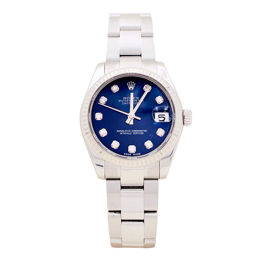Montre Rolex "Datejust" acier, diamants ref 178274