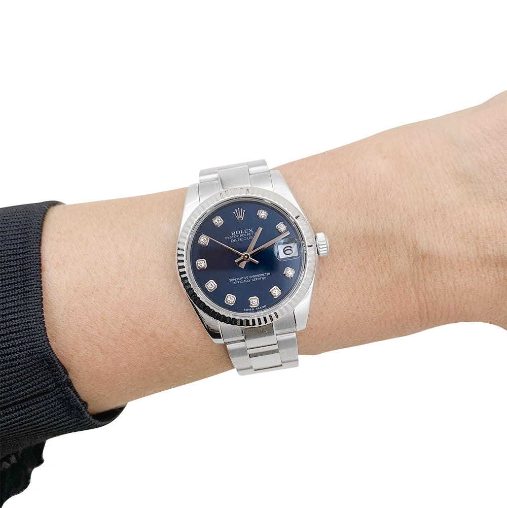 Rolex "Datejust" steel and diamond watch ref 178274