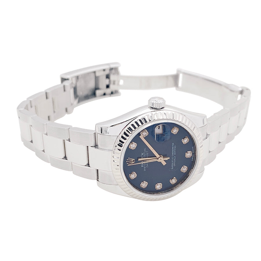 Montre Rolex "Datejust" acier, diamants ref 178274