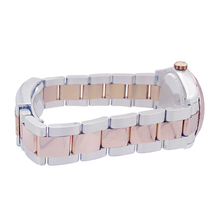 Rolex "Datejust" watch in steel, pink gold, diamonds, pink mother-of-pearl.