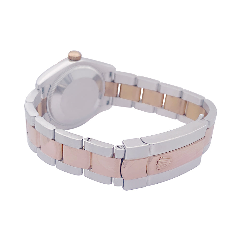 Rolex "Datejust" watch in steel, pink gold, diamonds, pink mother-of-pearl.