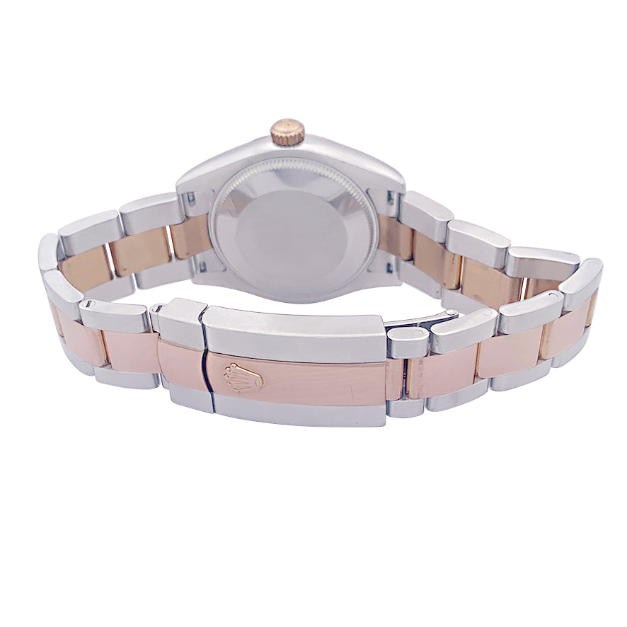 Rolex "Datejust" watch in steel, pink gold, diamonds, pink mother-of-pearl.