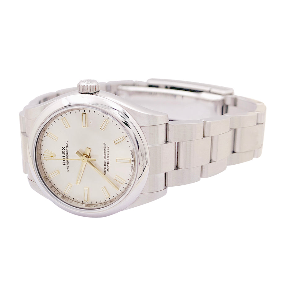 Rolex "Oyster Perpetual" steel watch.