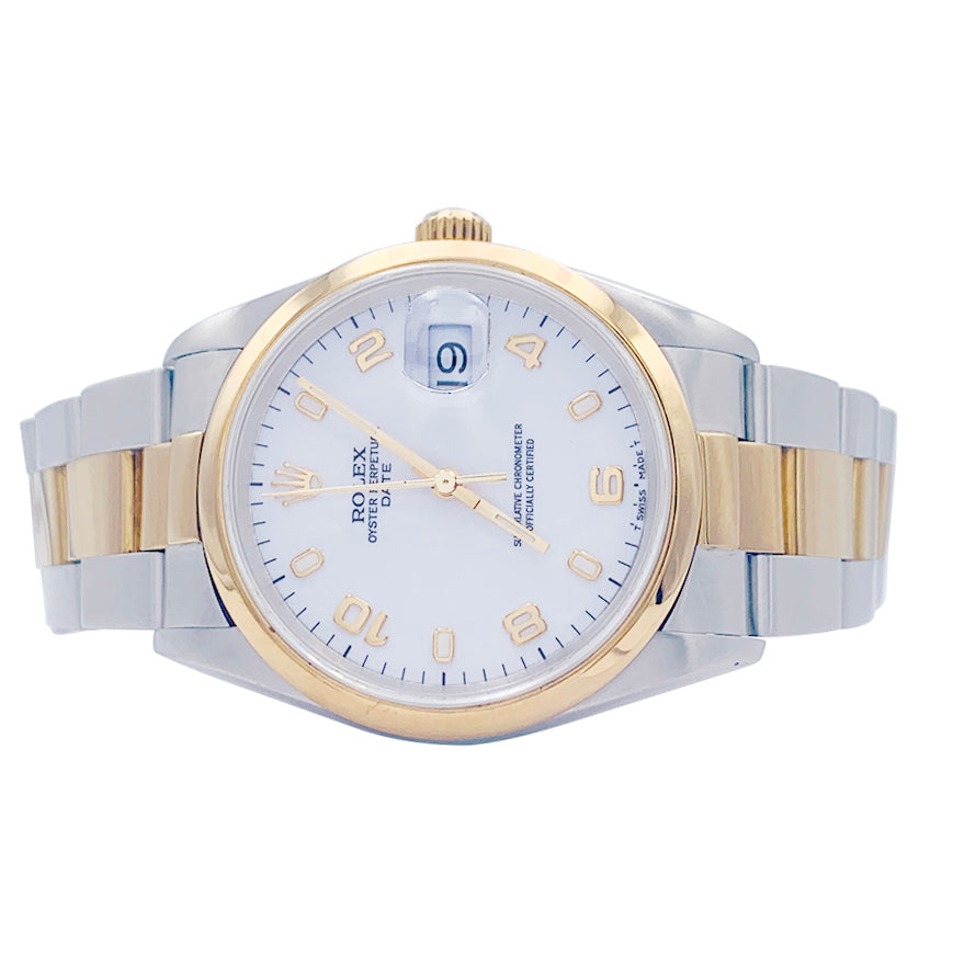 Rolex "Oyster Perpetual" watch in yellow gold and steel.