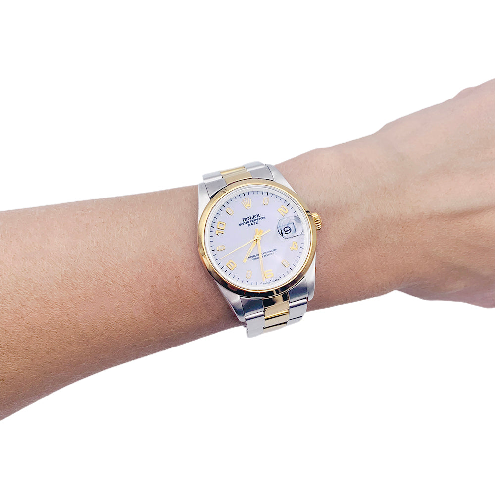 Rolex "Oyster Perpetual" watch in yellow gold and steel.