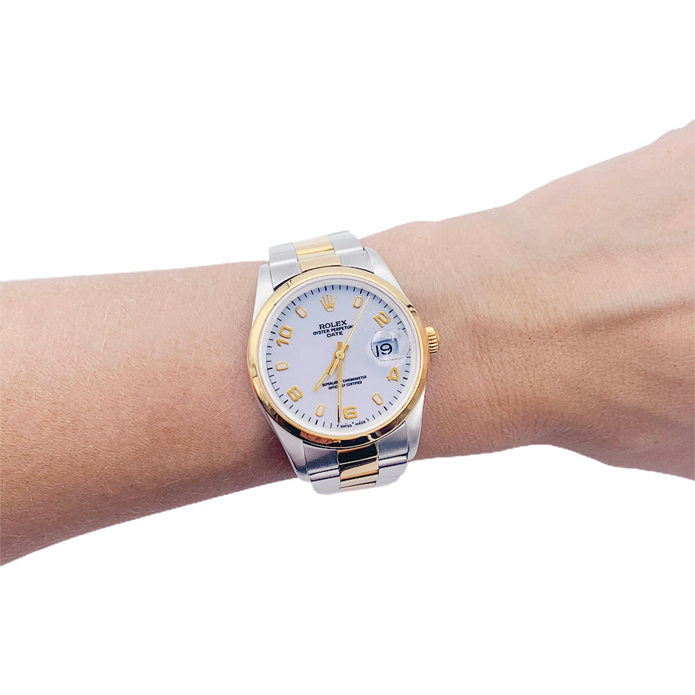 Rolex "Oyster Perpetual" watch in yellow gold and steel.