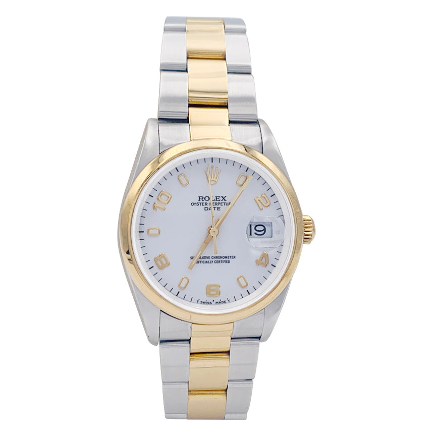 Montre Rolex "Oyster Perpetual" en or jaune et acier.