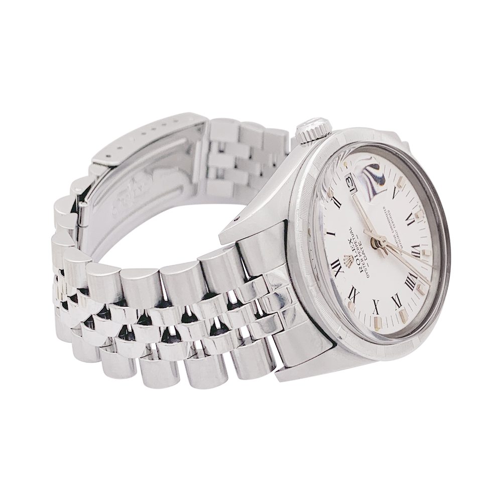 Rolex "Oyster Perpetual Date" steel watch.