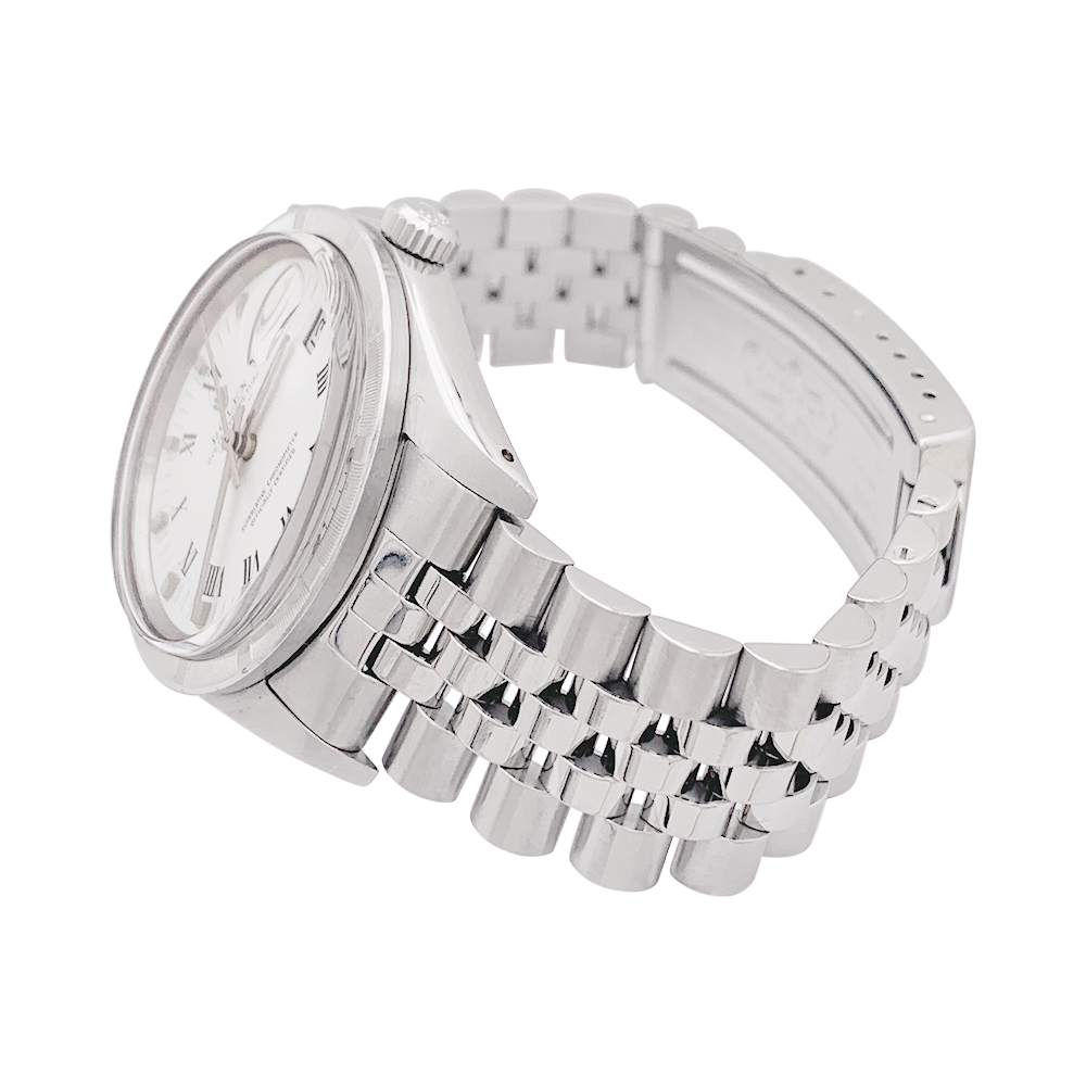 Rolex "Oyster Perpetual Date" steel watch.