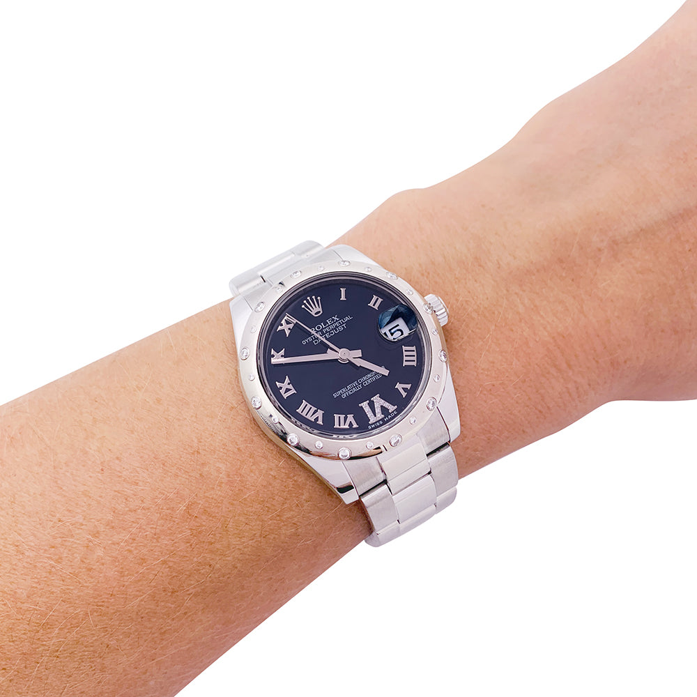 Rolex watch, "Oyster Perpetual Datejust", steel, diamonds.