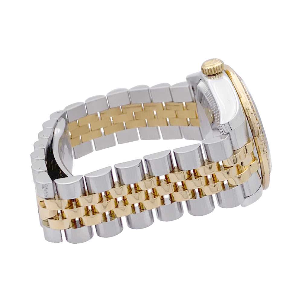 Rolex watch, "Oyster Perpetual Datejust", yellow gold, steel, mother-of-pearl and diamonds.