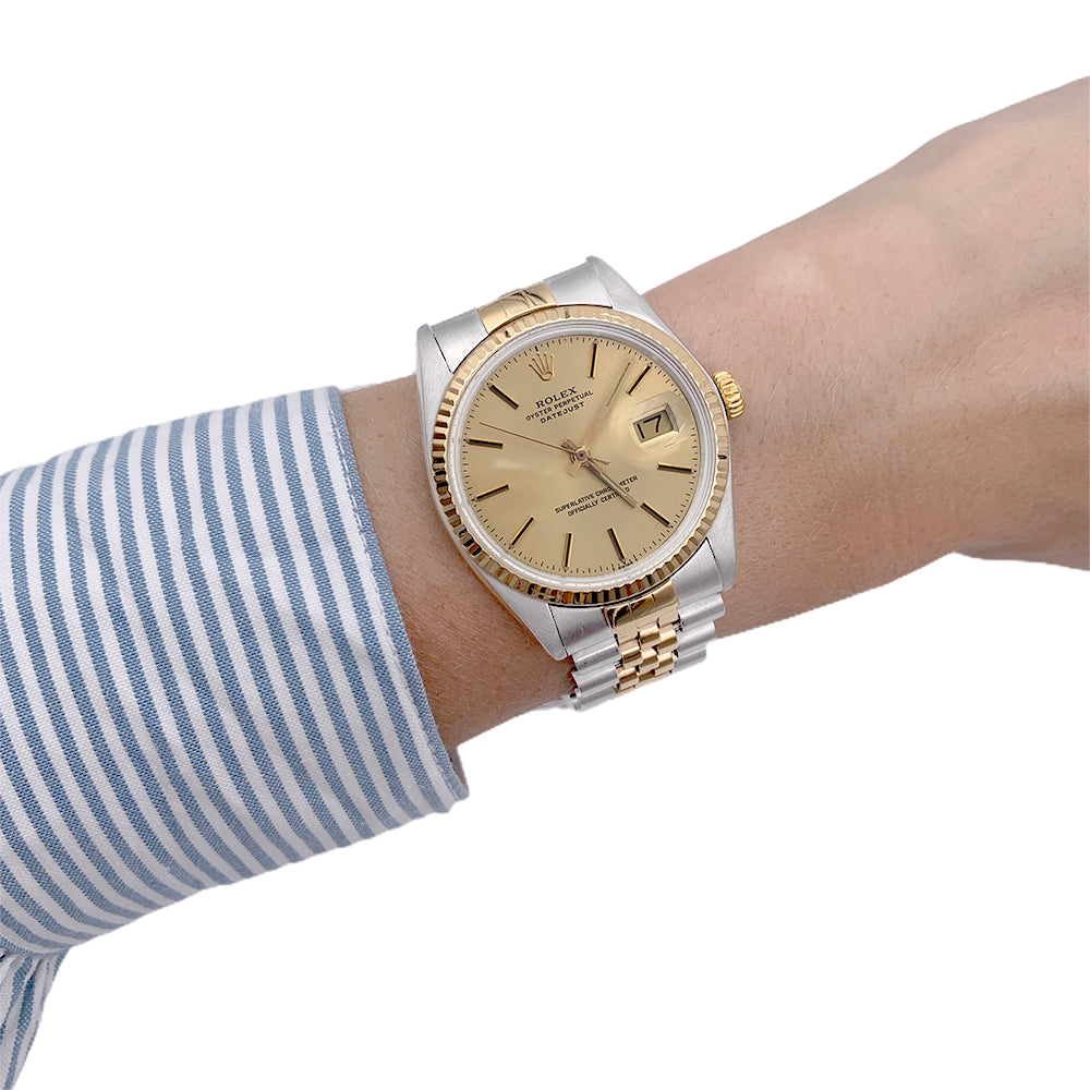 Rolex watch, "Oyster Perpetual Datejust", yellow gold and steel.