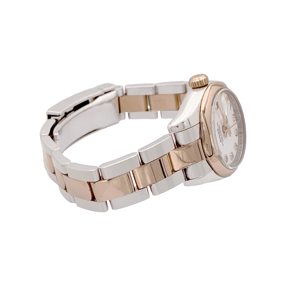 Montre Rolex, "Oyster Perpetual Datejust", or rose, acier, diamants full set - Maison Eloe