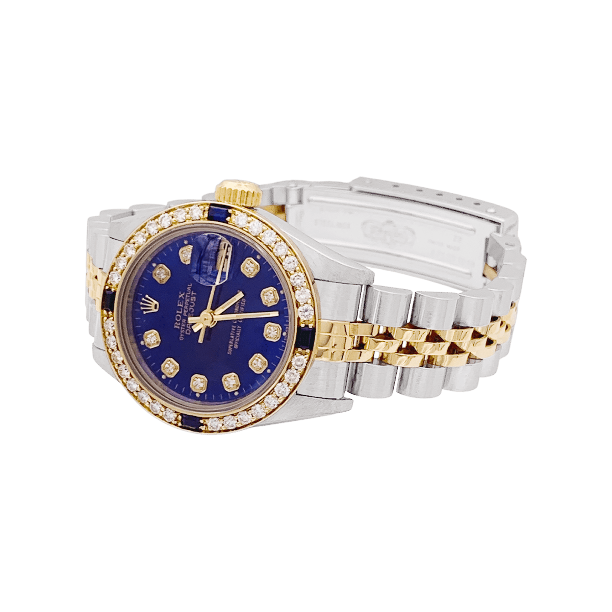 Montre Rolex, "Oyster Perpetual Datejust", or jaune, acier, diamants. - Maison Eloe