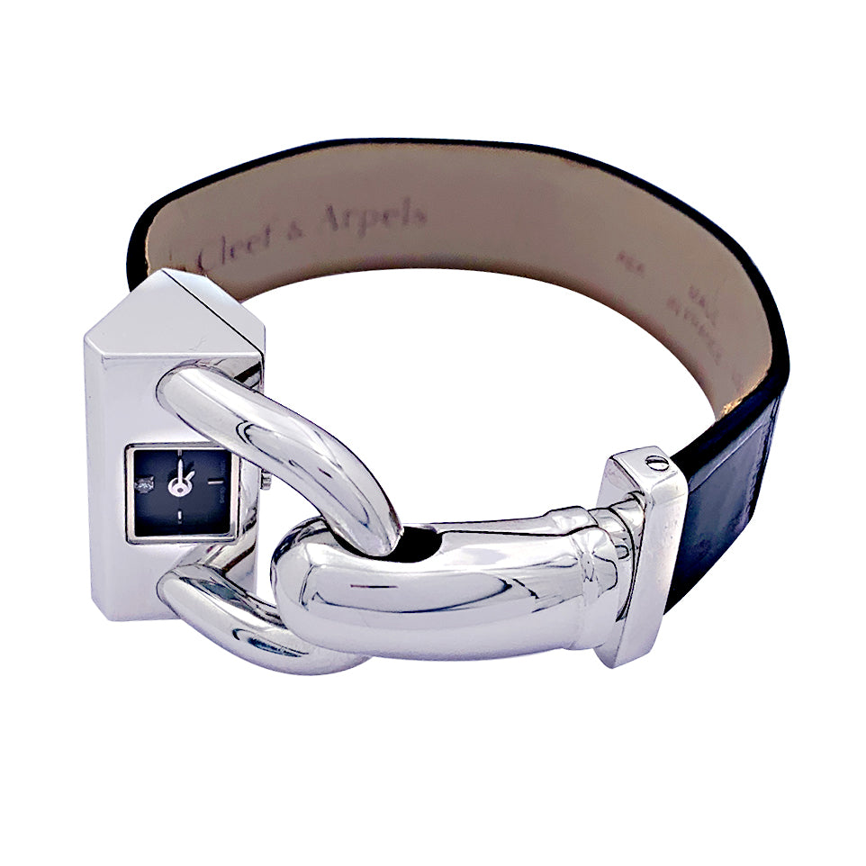 Van Cleef & Arpels watch, “Cadenas”, steel, leather.