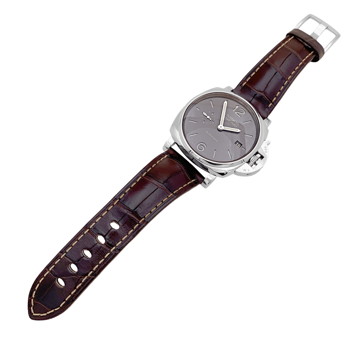 Montre "Panerai Luminor Due", acier, cuir. - Maison Eloe