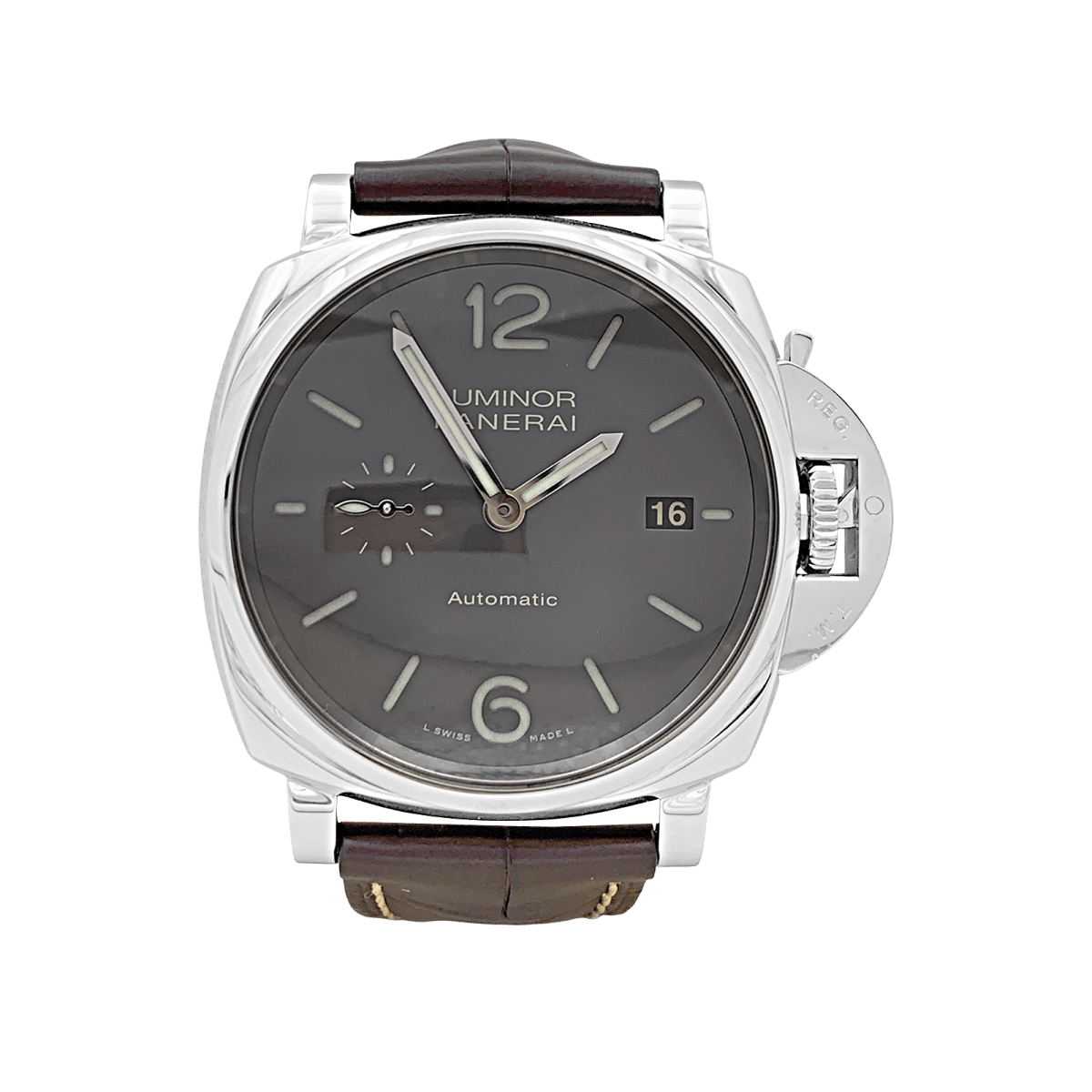 Montre "Panerai Luminor Due", acier, cuir. - Maison Eloe