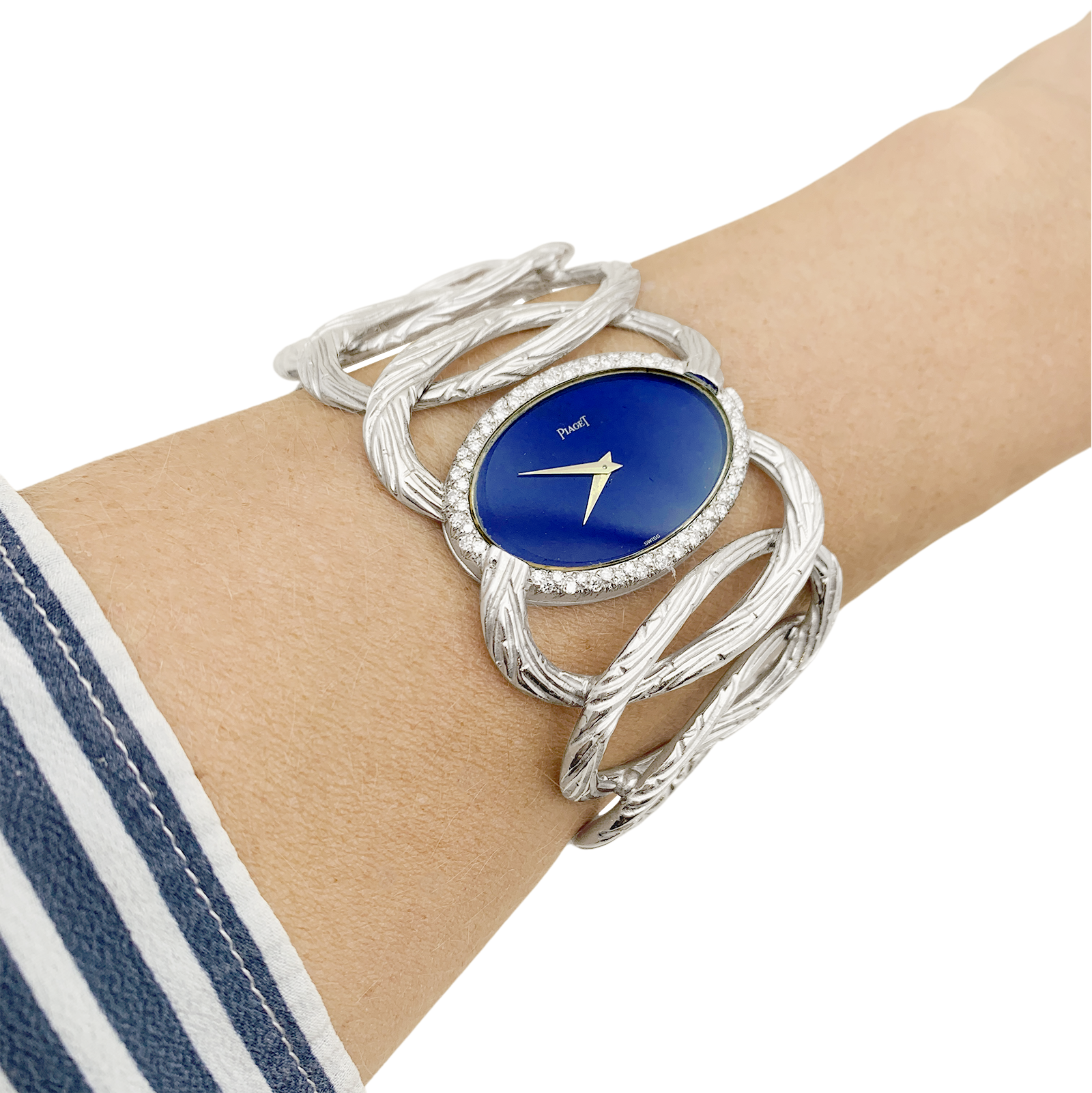 Vintage Piaget watch, "Limelight Magic Hour", white gold, diamonds, lapis lazuli.