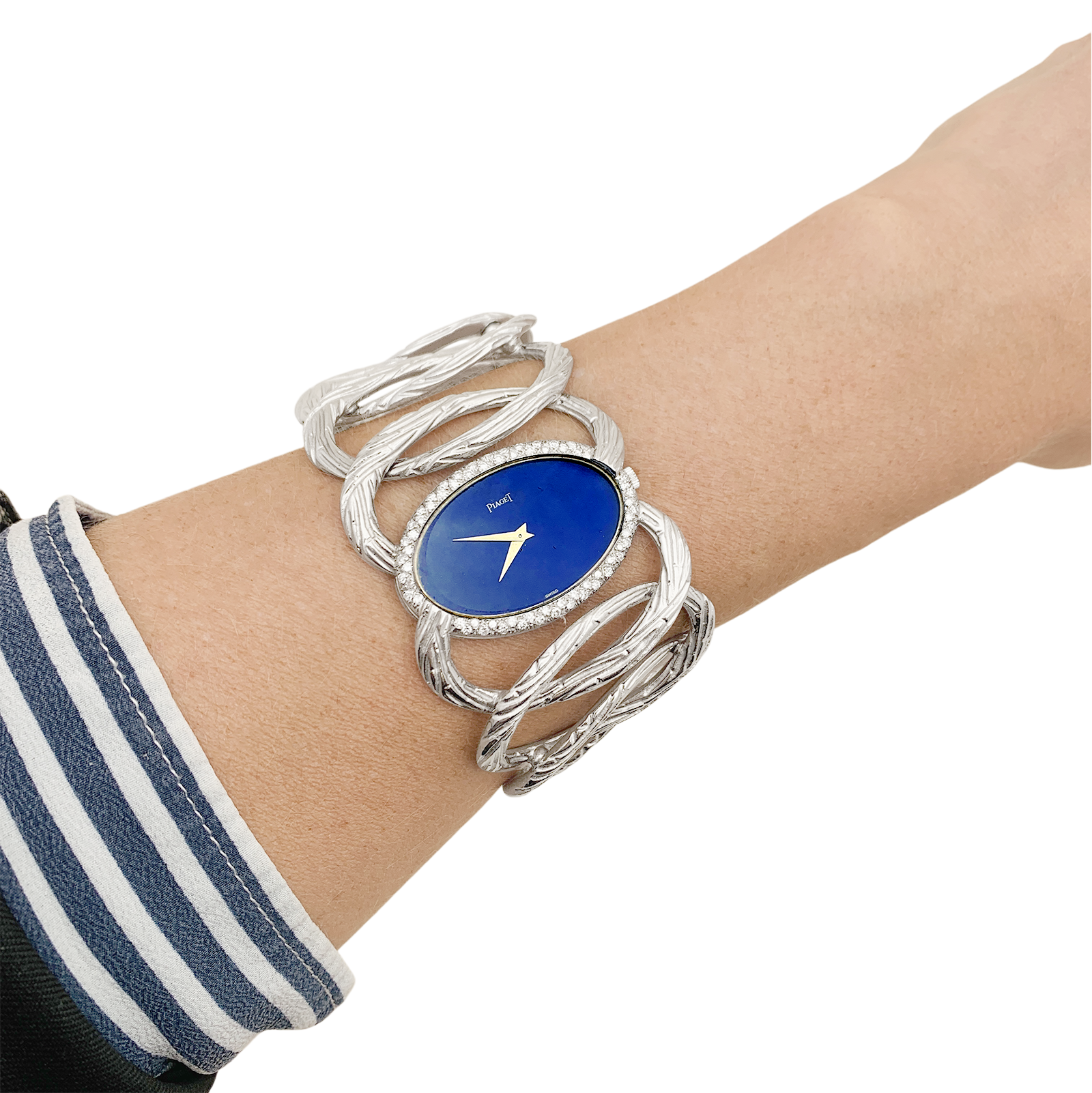 Vintage Piaget watch, "Limelight Magic Hour", white gold, diamonds, lapis lazuli.