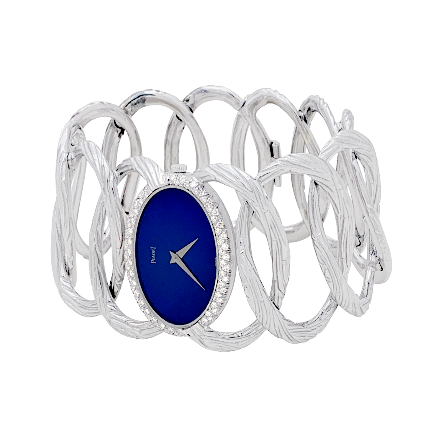 Montre vintage Piaget, "Limelight Magic Hour", or blanc, diamants, lapis lazuli.