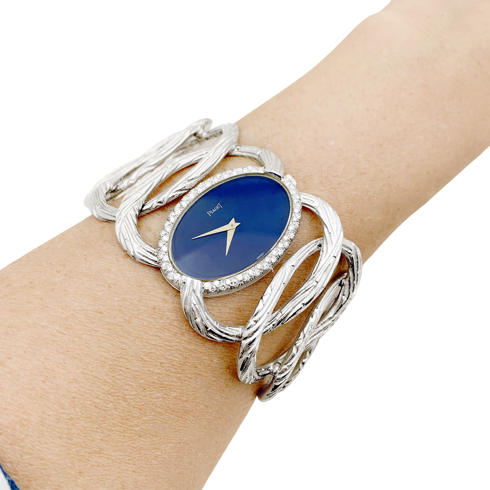 Vintage Piaget watch, "Limelight Magic Hour", white gold, diamonds, lapis lazuli.