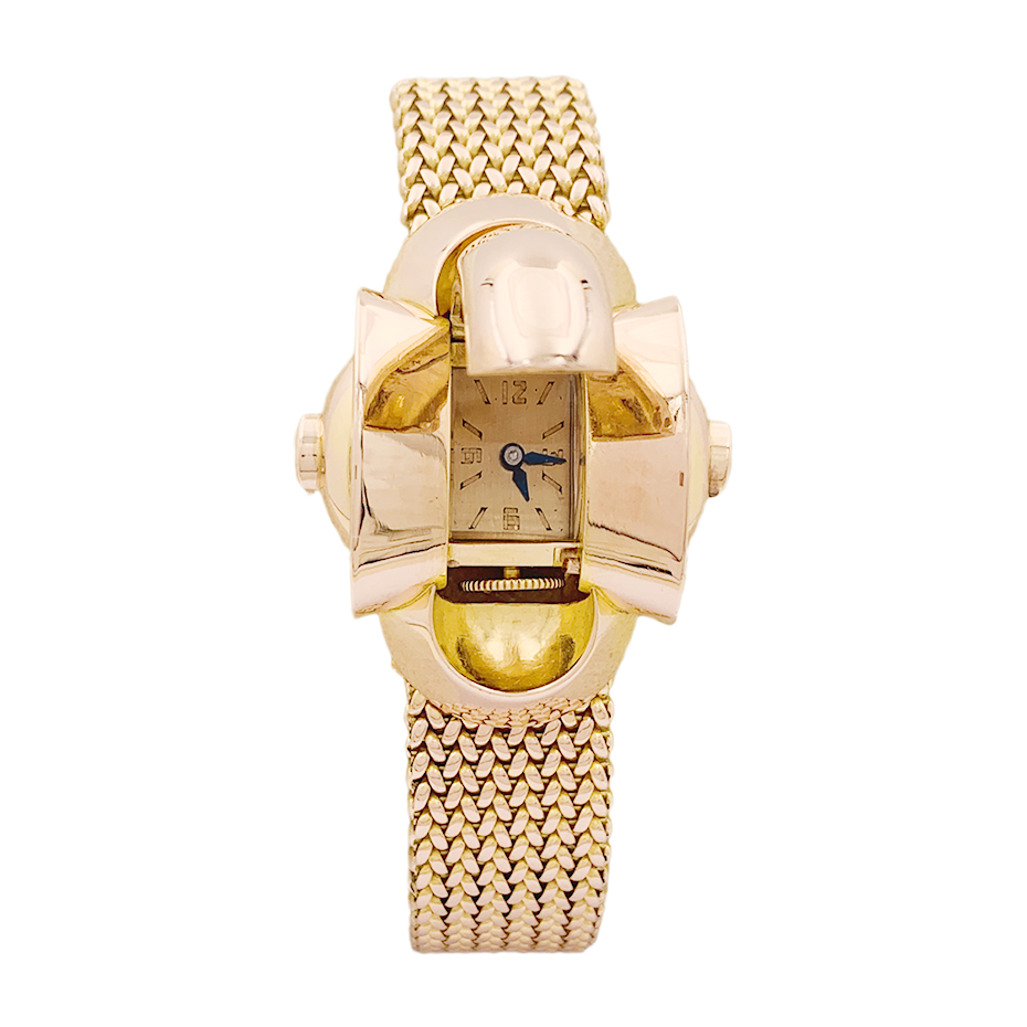 Montre vintage secrète, or rose.