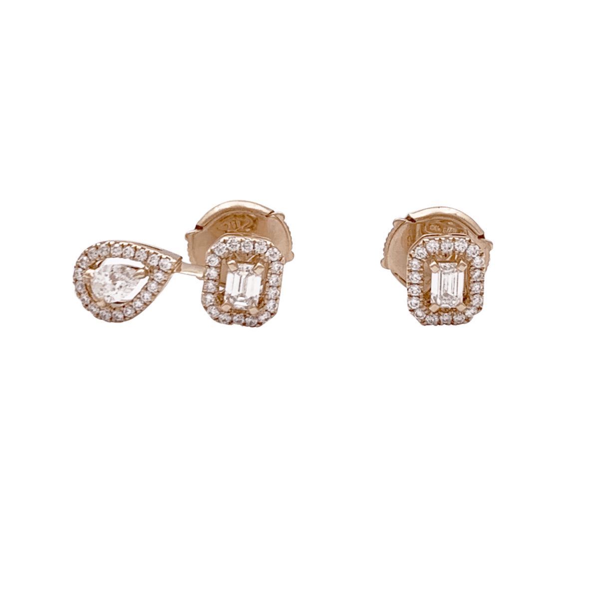 Paire de puces d'oreilles Messika, collection "My Twin", or rose et diamants - Maison Eloe