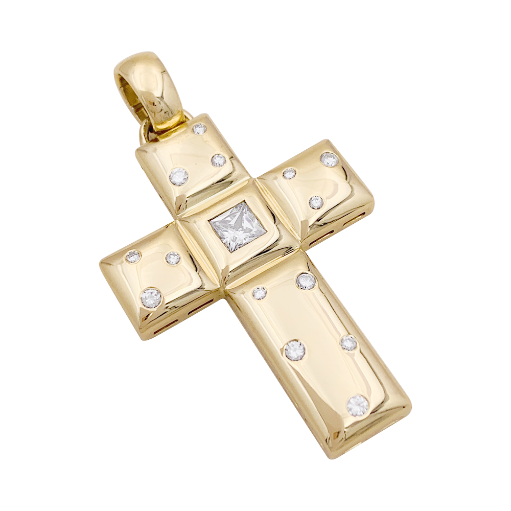 Pendentif Chopard "Croix" or jaune, diamants.