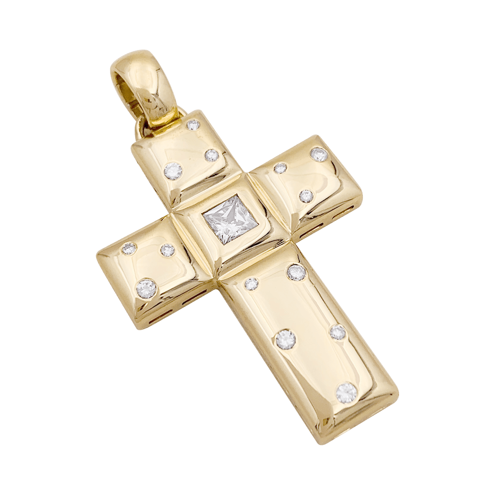 Pendentif Chopard "Croix" or jaune, diamants. - Maison Eloe