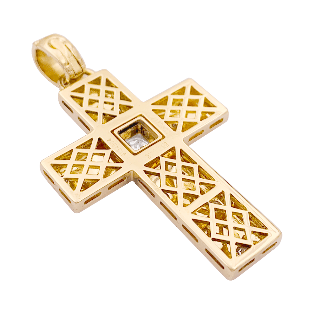 Pendentif Chopard "Croix" or jaune, diamants. - Maison Eloe