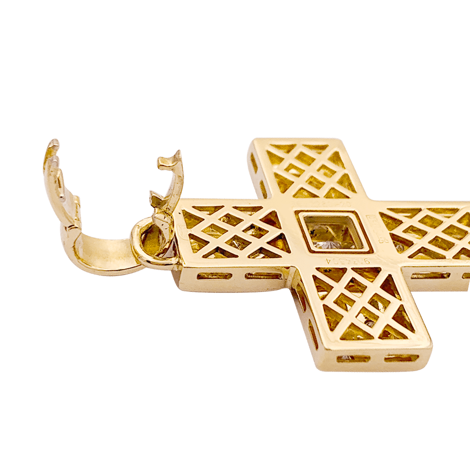 Pendentif Chopard "Croix" or jaune, diamants. - Maison Eloe