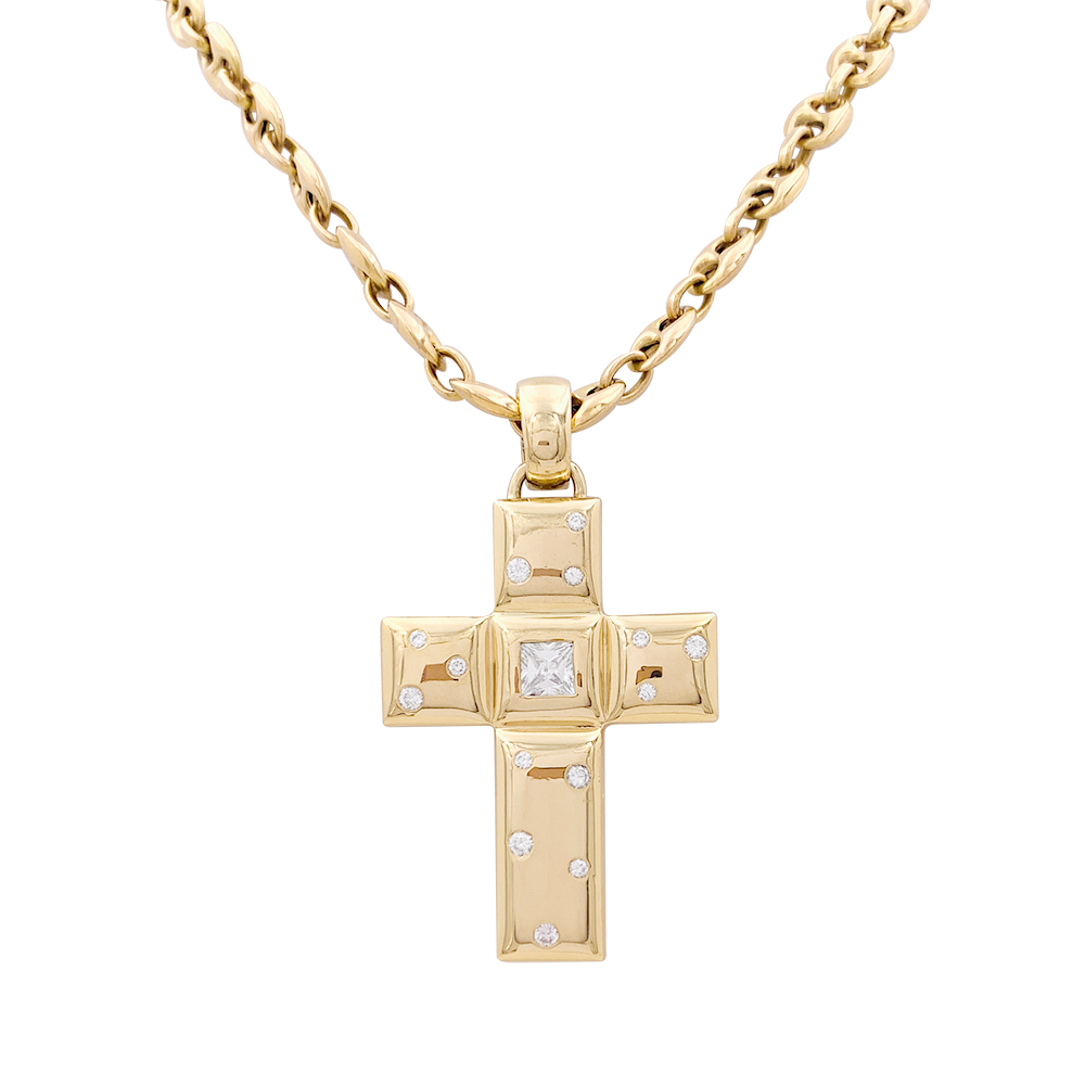 Chopard "Cross" pendant in yellow gold and diamonds.