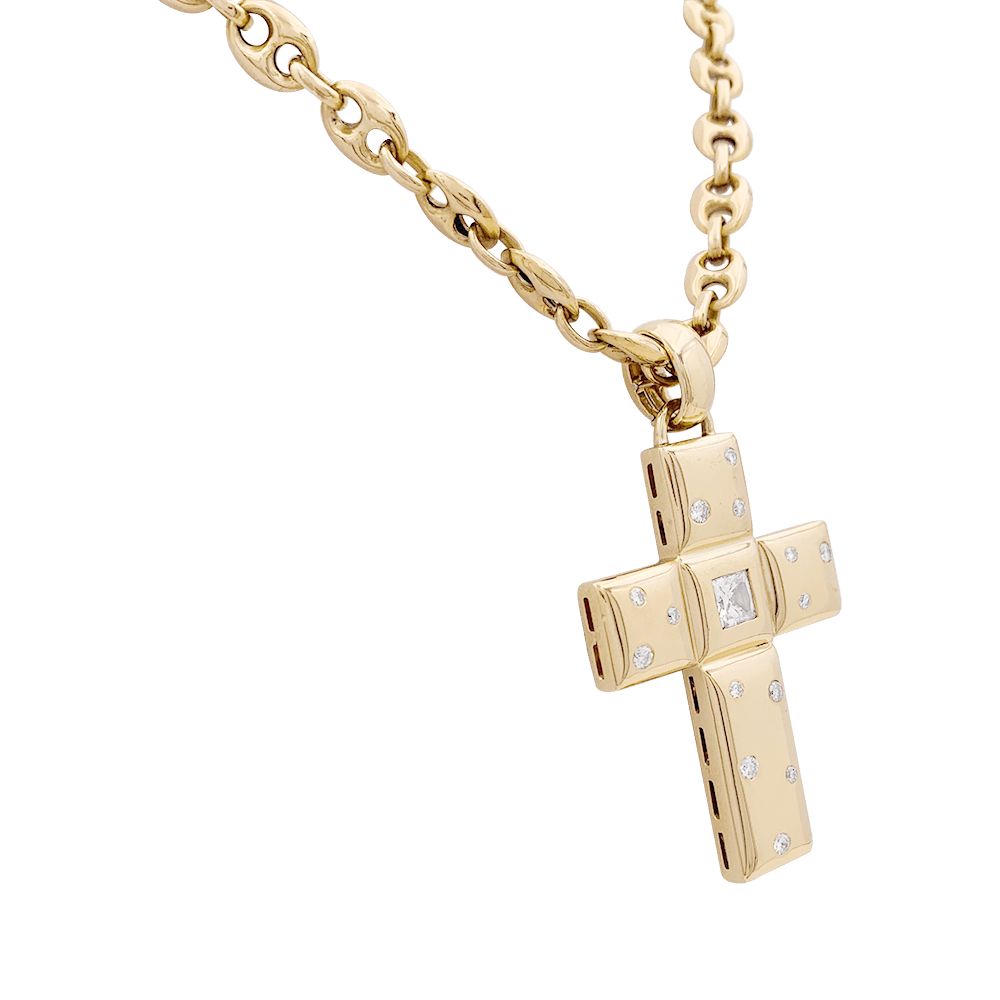 Pendentif Chopard "Croix" or jaune, diamants. - Maison Eloe