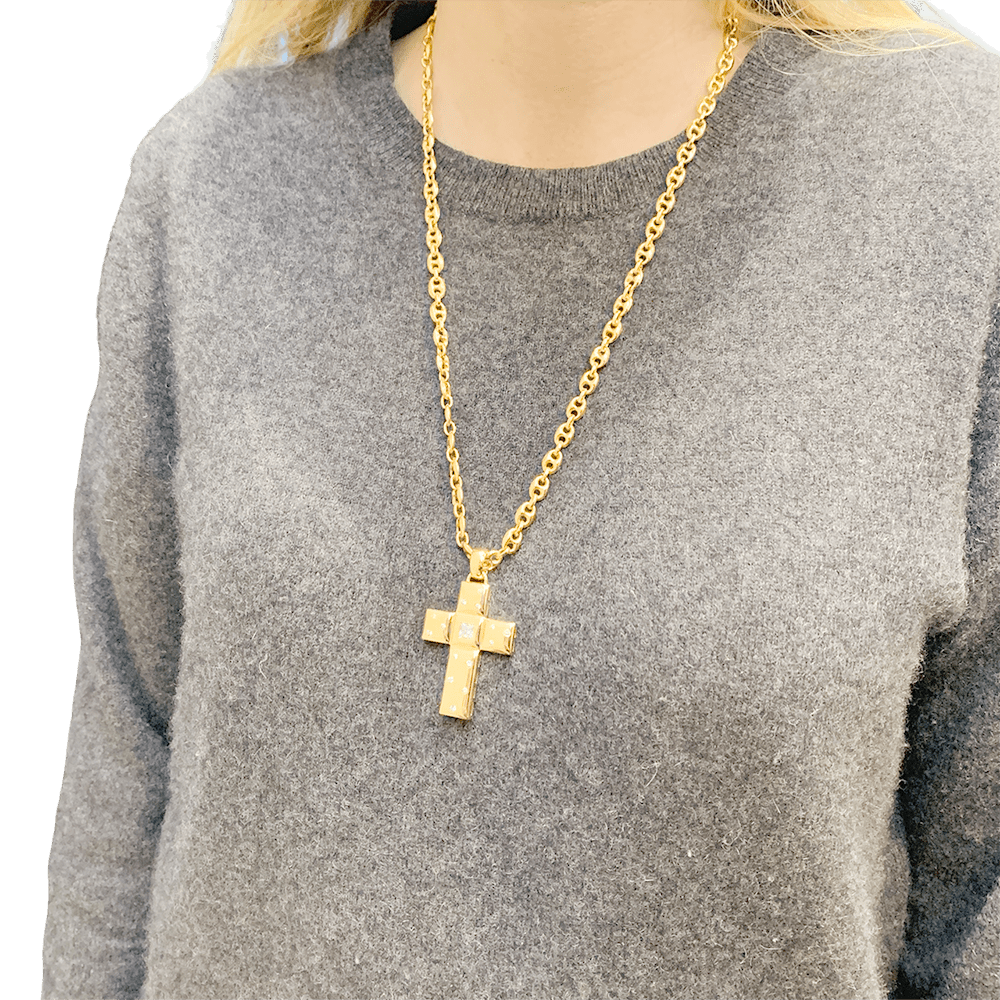 Pendentif Chopard "Croix" or jaune, diamants. - Maison Eloe